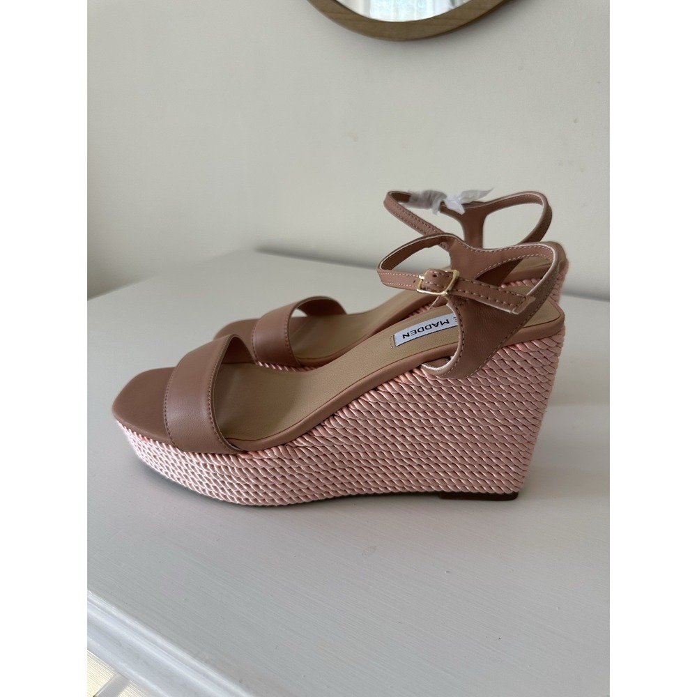 Steve Madden Wedge Sandal Pink And Tan Size 9 - Picture 2 of 8